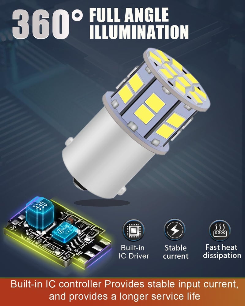 LEDYOTRY 1156 LED Bulb, Super Bright 7506 BA15S P21W 1141 LED Bulbs for Backup Reverse Light, Tail Brake DRL Parking Light, Camper Trailer RV Interior Light, White (Pack of 4) - Image 5